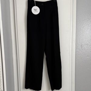 Princess Polly Black Wide-Leg Pants with unfinished hem